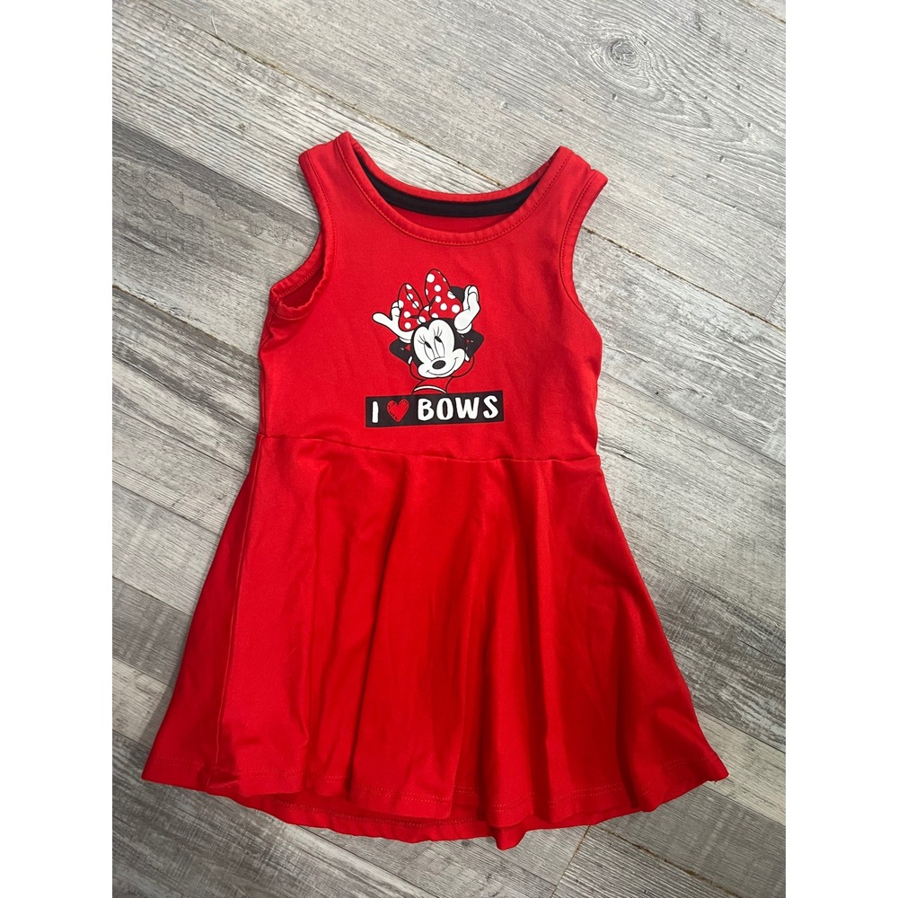 Disney Junior Minnie Mouse Red Sleeveless I Heart Bows Skater Dress 18M